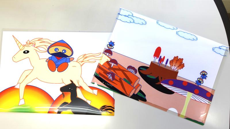 クリアファイル　2種（干支：午orキノコ）各100円